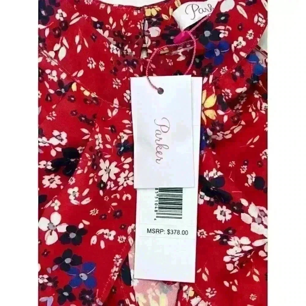 NEW! Parker Women's M Cold-Shoulder Shift Dress In Red Scilla NWT $378 - Picture 3 of 3